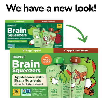 Brainiac Brain Squeezers 16ct APL, CIN Variety Pack Applesauce