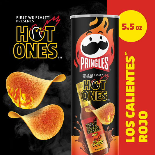 Pringles Rojo Potato Crisps Chips, Lunch Snacks, 5.5 oz Canister