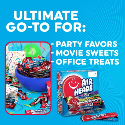 Airheads Peanut-Free Full-Size Chewy Candy Bars, Assorted Fruit Flavors, Bulk Candy Individually Wrapped, 60 Count Display Changemaker Box