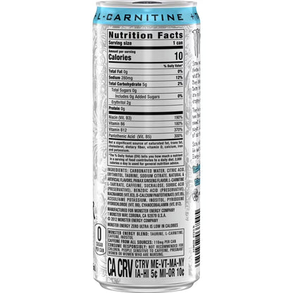 Monster Energy, Zero Ultra, Sugar Free Energy Drink, 4 Pack - 12 Fl Oz