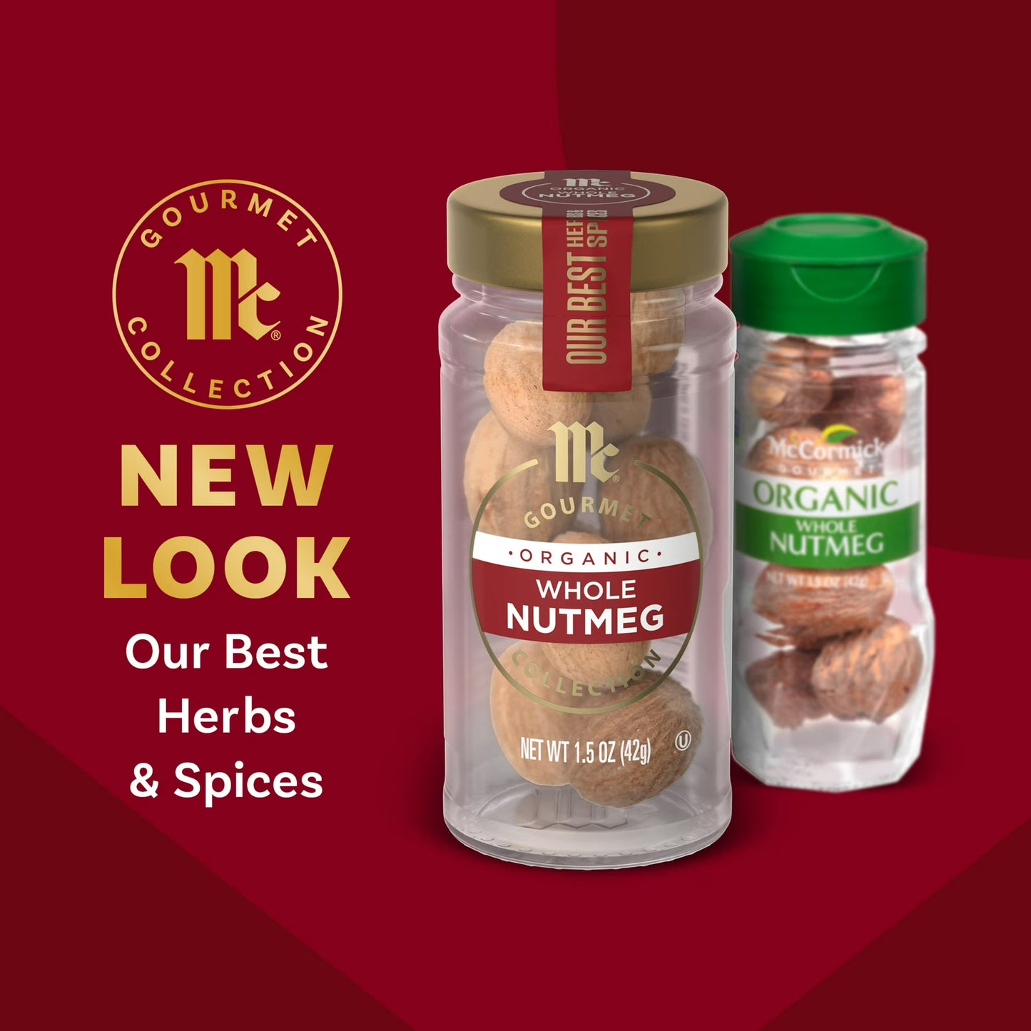 McCormick Gourmet Organic Whole Nutmeg, 1.5 oz Bottle