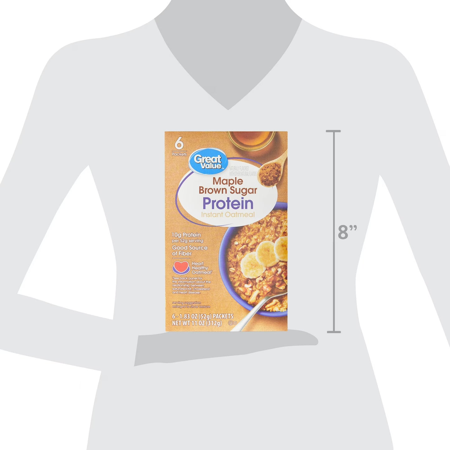 (3 pack) Great Value Maple & Brown Sugar Protein Instant Oatmeal, 1.83 oz, 6 Count