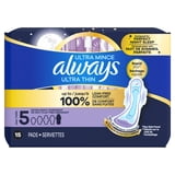 Always Pads, Ultra Thin with Wings, Size 1, Regular, 15 Count