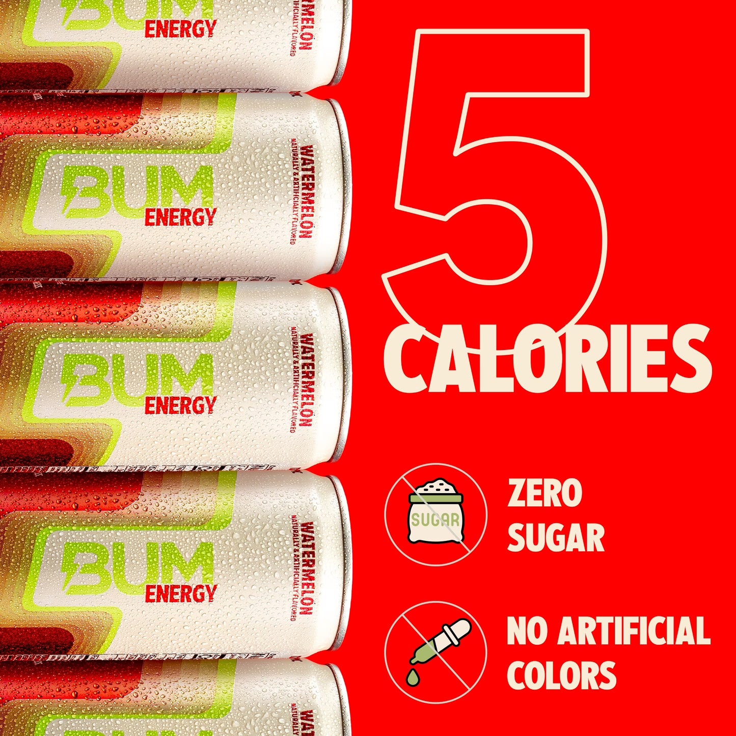 Bum Energy Watermelon Energy Drink, 112 mg Natural Caffeine, 12 fl oz Can
