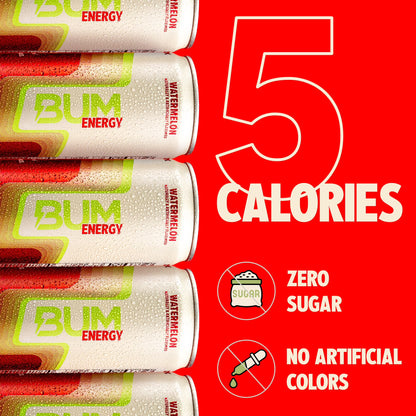 Bum Energy Watermelon Energy Drink, 112 mg Natural Caffeine, 12 fl oz Can