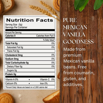 Pure Dark Mexican Vanilla Extract Gluten Free Vanilla for Baking Cakes, Cookies, Desserts, Coffee & Beverages Natural, Bold Flavour 240ml / 8.12 fl oz bottle