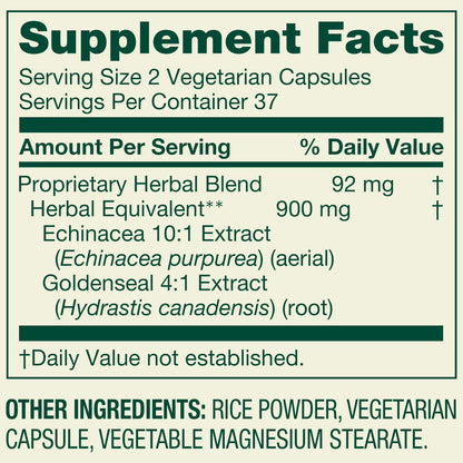 (3 pack) Spring Valley Echinacea Goldenseal Blend Dietary Supplement, 900 mg, 75 Vegetarian Capsules
