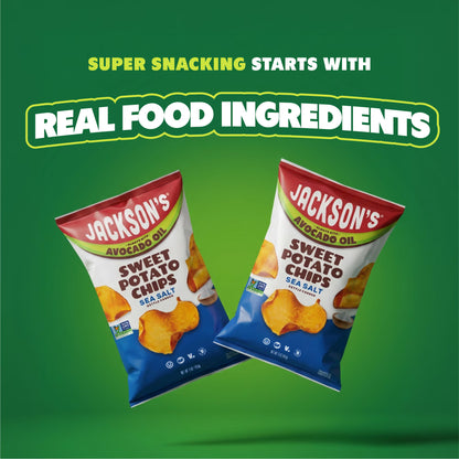 Jackson's Sweet Potato Kettle Chips with Sea Salt, Avocado Oil, Free of Top 9 Allergens, 5 oz