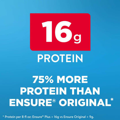 Ensure Plus Meal Replacement Nutrition Shake, Vanilla, 16g Protein, 8 fl oz - 16 Pack