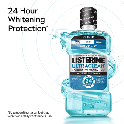 Listerine Ultraclean Intense Antiseptic Mouthwash + Whitening Protection*, Intense Mint, 1.5 L