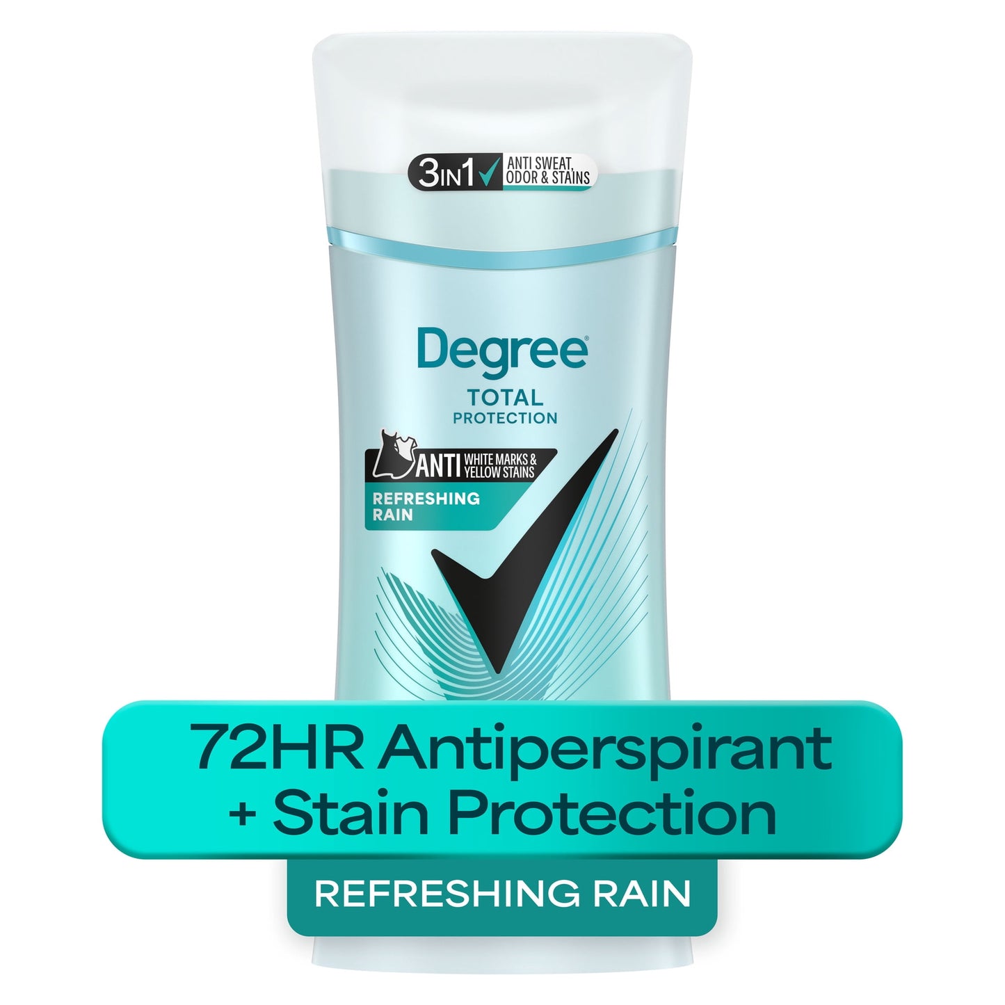 Degree Antiperspirant Deodorant Anti-White Marks & Yellow Stains Black+White Pure Rain 72-hour Sweat and Odor Protection, 2.6 oz