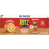 RITZ Peanut Butter Sandwich Crackers, Lunch Snacks, 30 Snack Packs (4 Crackers Per Pack)