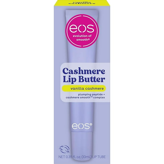 (2 pack) eos Cashmere Lip Butter, Vanilla Cashmere, Smooth & Hydrating Lip Butter with Peptides, 0.35 fl oz