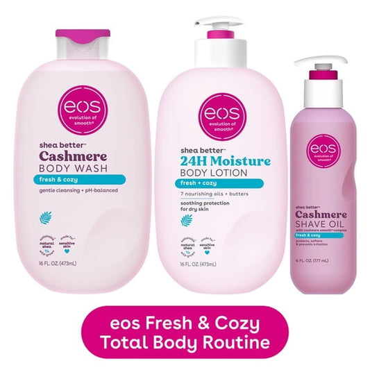 eos Fresh & Cozy Body Wash, Body Lotion, & Shave Oil Bundle