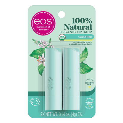 eos 100% Natural & Organic Lip Balm Stick - Sweet Mint | 0.14 oz | 2-pack