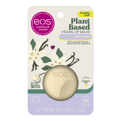 (3 pack) eos Plant-Based Vegan Lip Salve- Vanilla Bean, 100% Natural, 0.42 oz, Pack of 1