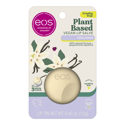 eos Plant-Based Vegan Lip Salve- Vanilla Bean, 100% Natural, 0.42 oz, Pack of 1