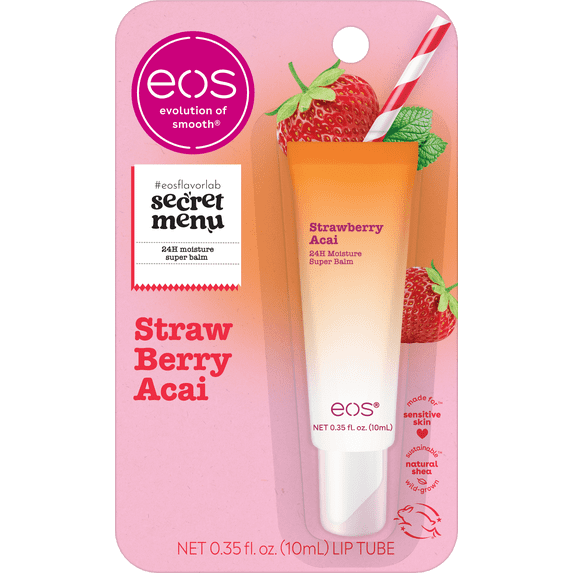 eos 24H Moisture Super Balm, Strawberry Acai, Limited-Edition Lip Sleeping Mask, 0.35 fl oz, 1 Pack