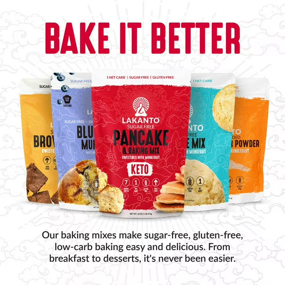 Lakanto Sugar Free Chocolate Chip Cookie Mix - Sweetened with Monk Fruit Sweetener, Gluten Free, Keto Diet Friendly, Vegan, 2g Net Carb, Almond Flour, Sea Salt (12 Cookies)
