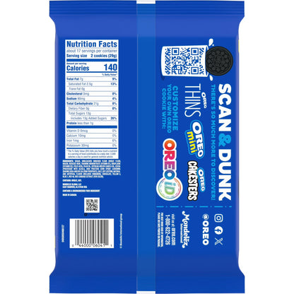 OREO Birthday Cake Creme Chocolate Sandwich Cookies, Family Size, 17 oz