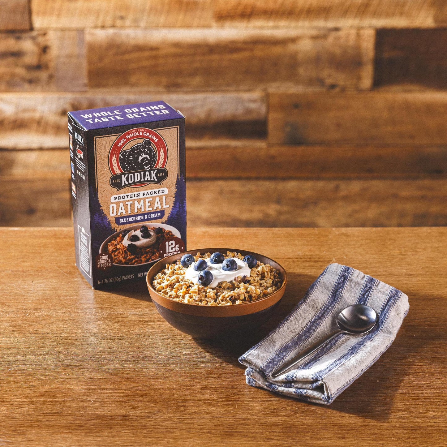 Kodiak Protein-Packed Blueberries and Cream Instant Oatmeal Packets, 1.76 oz (6 Count)