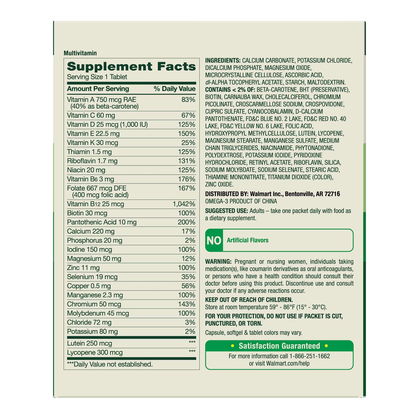 Spring Valley Adult Wellness Daily Pack, 30ct