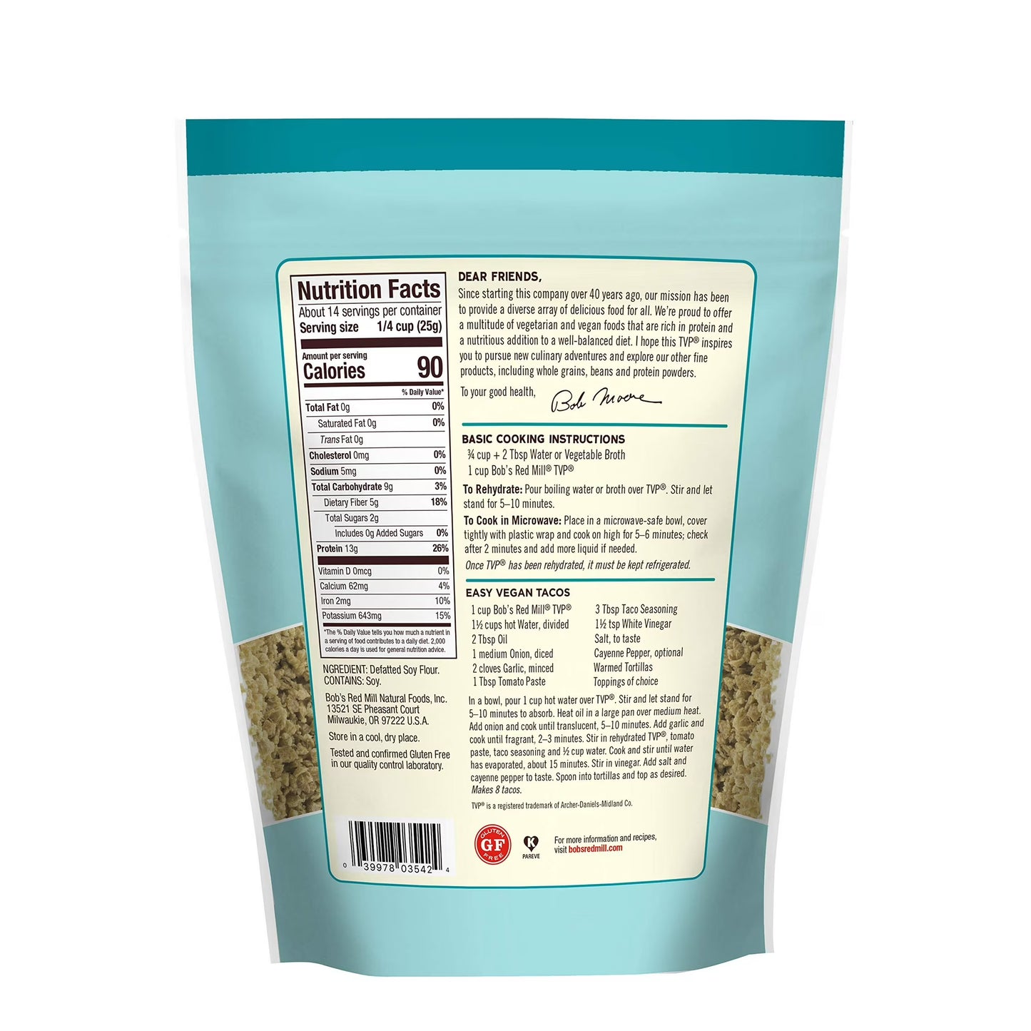 (3 pack) Bob's Red Mill TVP (Textured Vegetable Protein), 12 oz