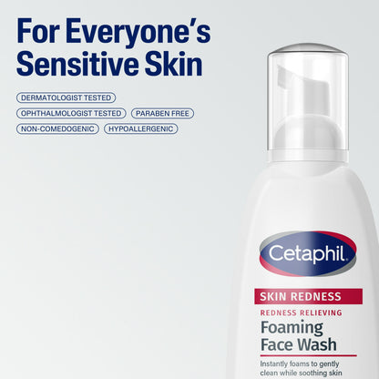 Cetaphil Foaming Face Wash Soothes Redness Prone Skin for Sensitive Skin, 8 oz
