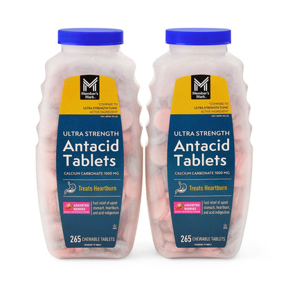 Member's Mark Ultra Strength Antacid Chewable Tablets, Assorted Berry, 265 ct./pk., 2 pk.