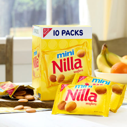 NILLA Wafers Mini Vanilla Wafer Cookies, 10 Snack Packs