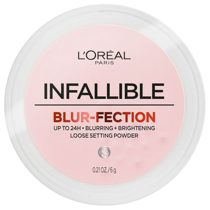 L'Oreal Paris Infallible Blur-Fection Loose Setting Powder, Brightening Finish, Deep Pink, 1 Set