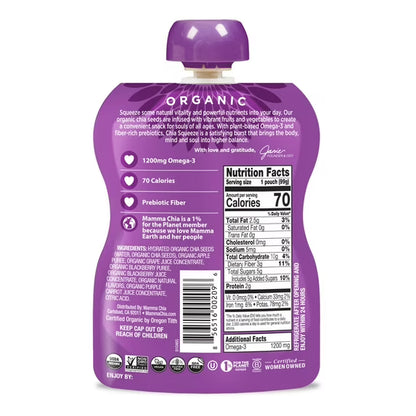 (2 pack) Mamma Chia Chia Squeeze Vitality Snack - Blackberry Bliss, 3.5 Ounce Pouches, 4 Count