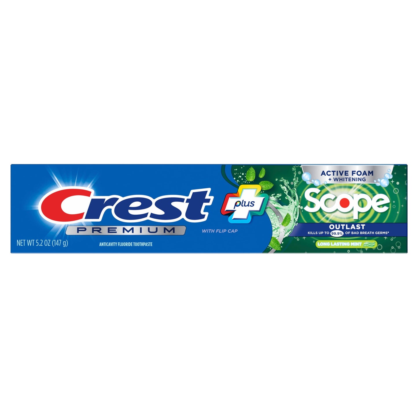 Crest Toothpaste, Premium Plus Scope Outlast Toothpaste, Long Lasting Mint Flavor 5.2 oz