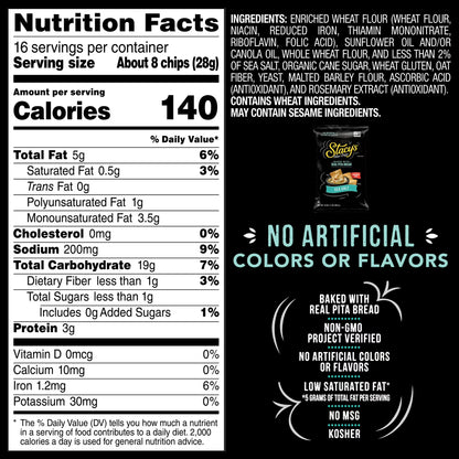 Stacy’s No Artificial Colors or Flavors Sea Salt Pita Chips Bag, 16 oz