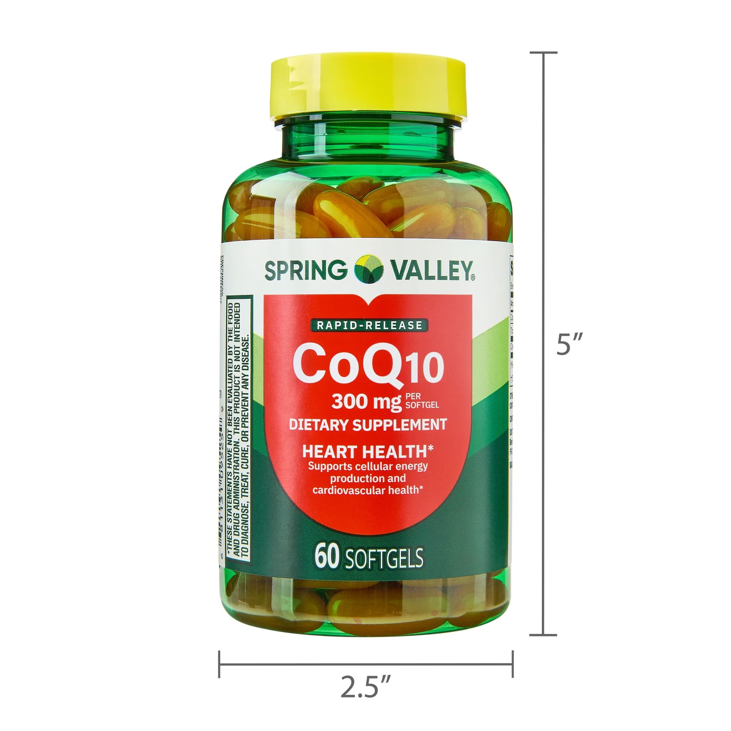 (3 pack) Spring Valley Rapid-Release CoQ10 Dietary Supplement Softgels for Heart Health, 300 mg, 60 Count