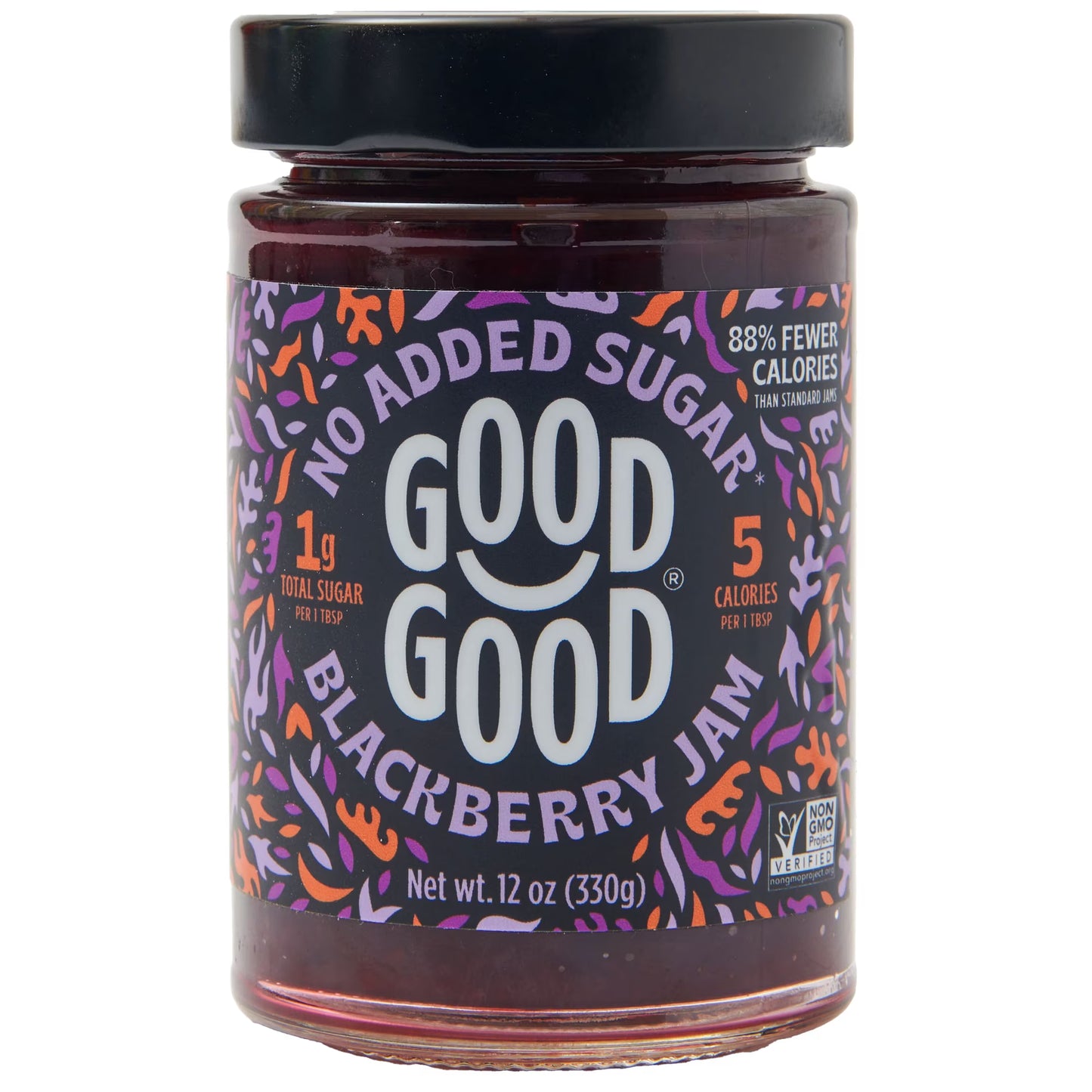 GOOD GOOD Blackberry Jam, No Added Sugar, Low Calorie, Keto Friendly, 12 oz, 2 pack