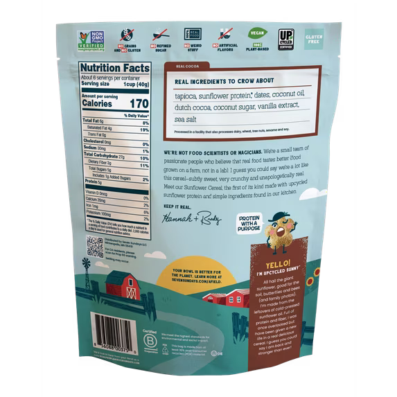 Seven Sundays Real Cocoa Breakfast Cereal, Gluten-Free, Grain-Free, Crisp Texture, 8 oz Bag
