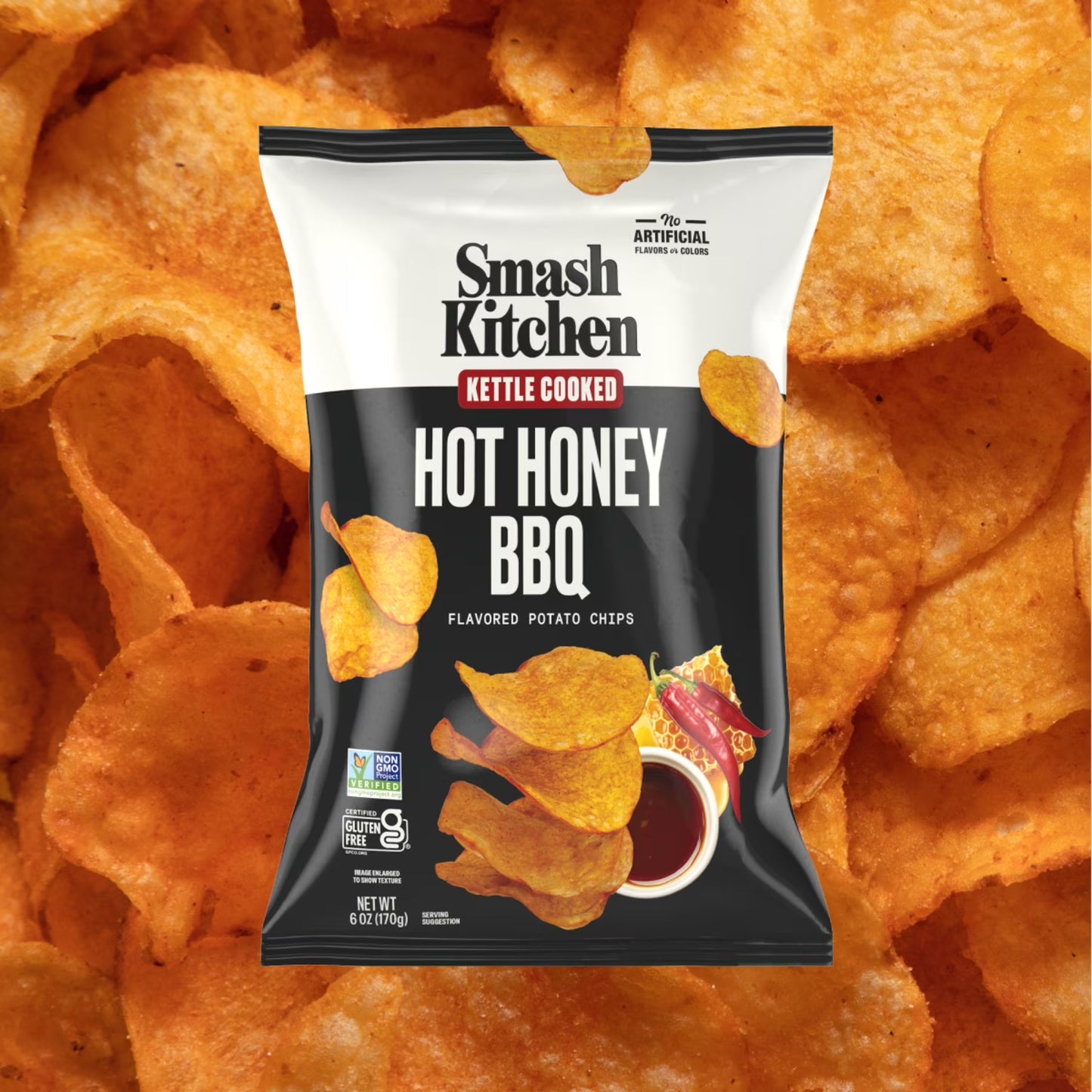 Smash Kitchen Hot Honey BBQ Non-GMO Kettle Chips, 6 oz