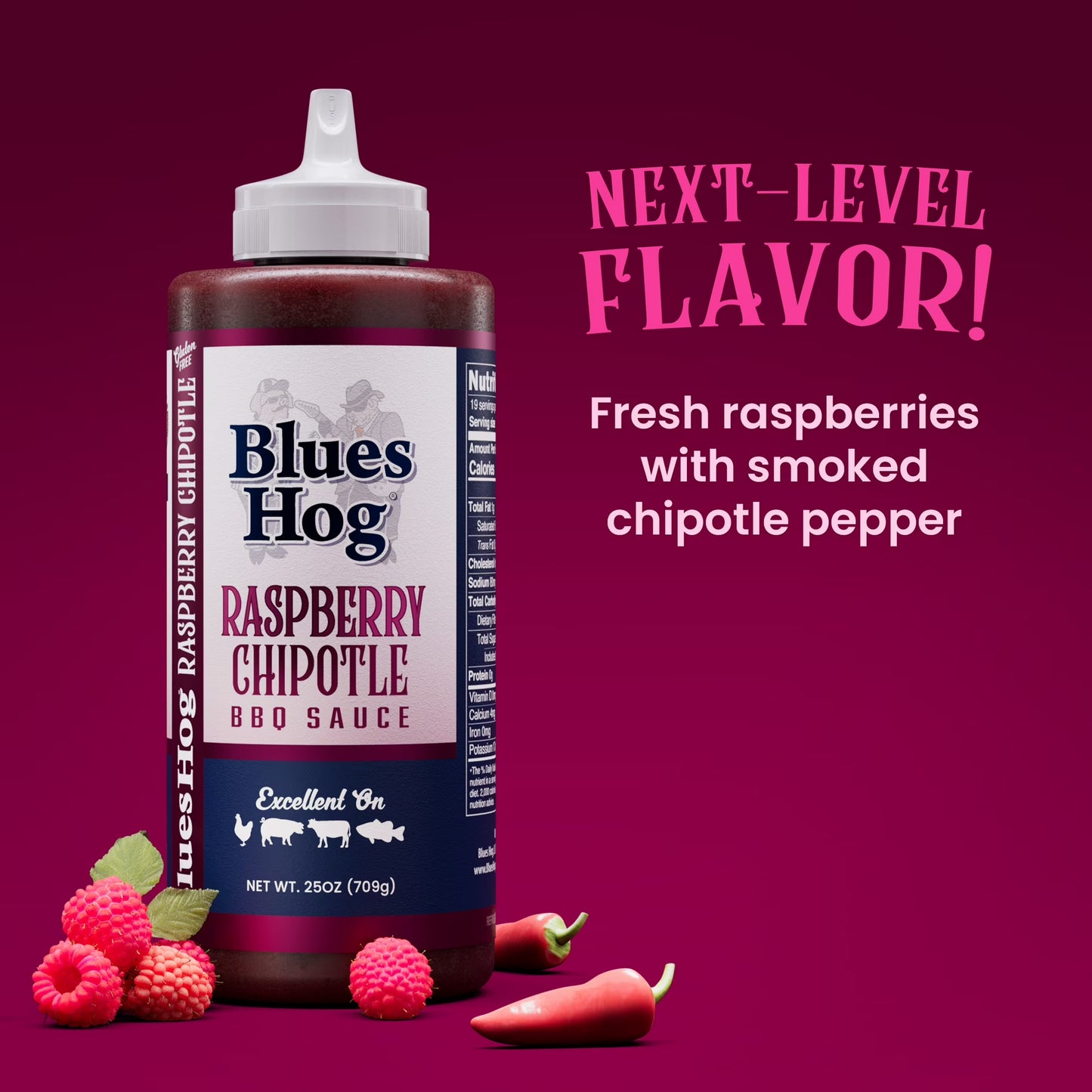 Blues Hog Raspberry Chipotle BBQ Sauce, Gluten-Free, 25 oz