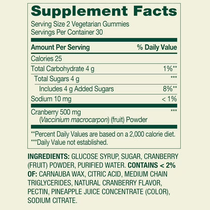 (3 pack) Spring Valley Cranberry Gummies Urinary Tract Support Dietary Supplement, 500 mg, 60 Count