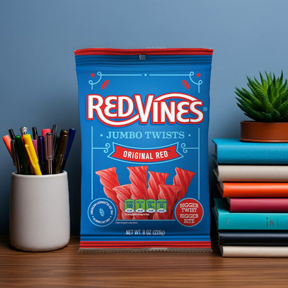 Red Vines Jumbo Twists, Original Red Candy, 8oz Bag