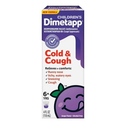 Children’s Dimetapp Cold & Cough Liquid, Multi-Symptom Relief for Kids, 4 fl oz