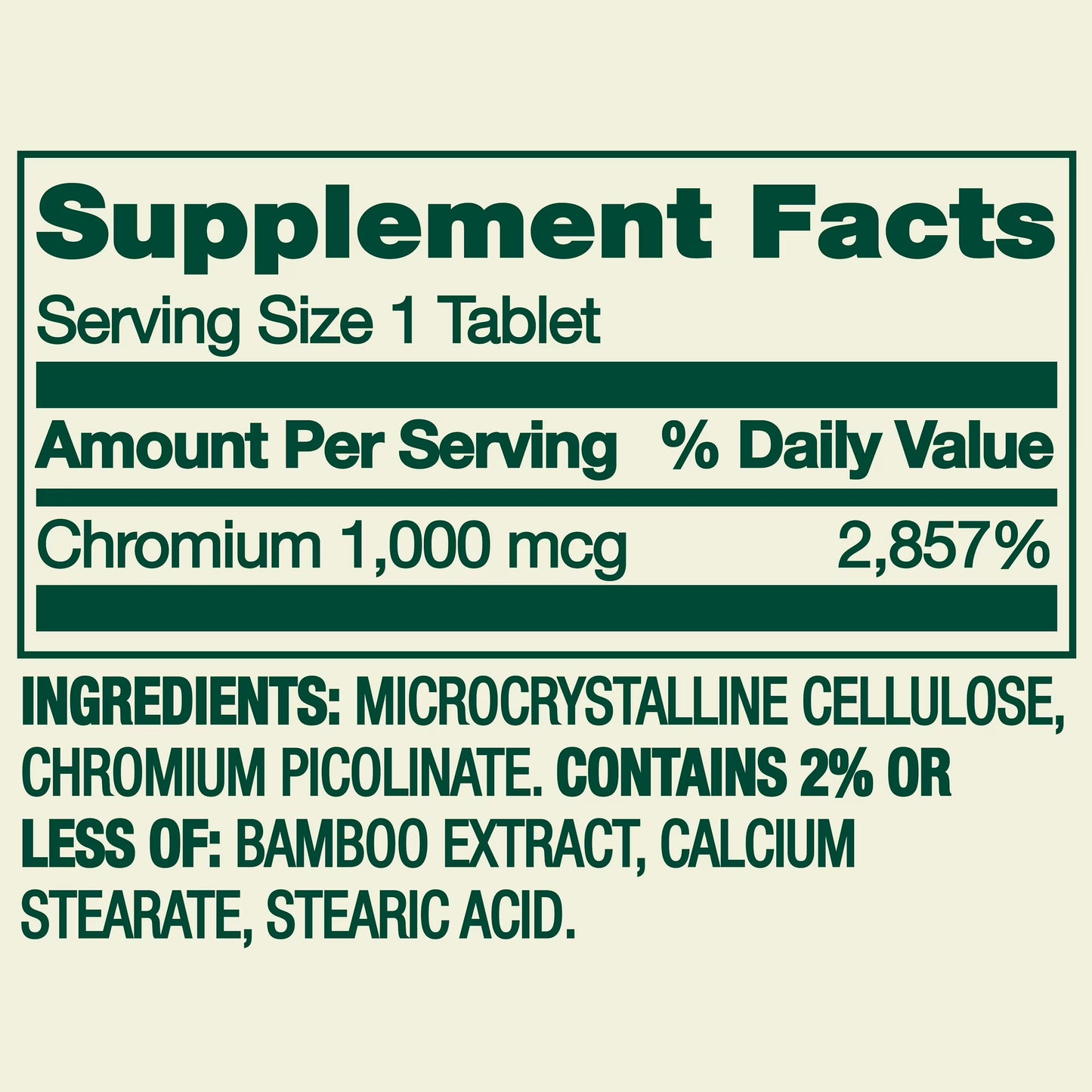 Spring Valley Chromium Metabolism Support Dietary Supplement Tablets, 1,000 Mcg, 100 Count