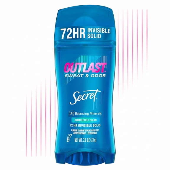 Secret Outlast Antiperspirant Deodorant for Women, Invisible Solid, Completly Clean, 2.6 oz