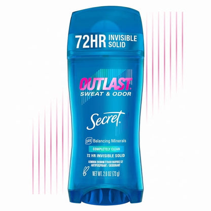 Secret Outlast Antiperspirant Deodorant for Women, Invisible Solid, Completly Clean, 2.6 oz