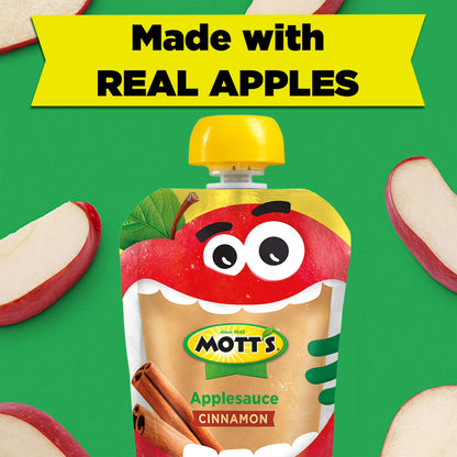 Mott's Cinnamon Applesauce, 3.2 oz, 20 Count Clear Pouches