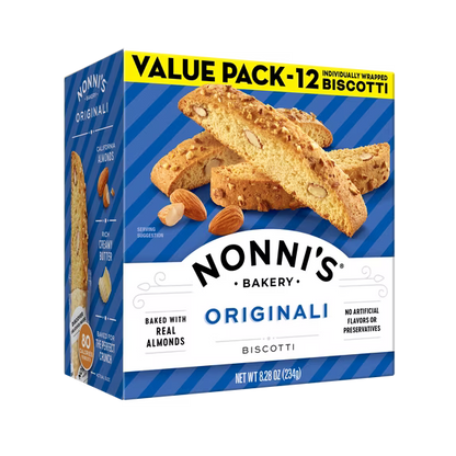 Nonni's Bakery, Originali Almond Biscotti, Individually Wrapped, 8.28oz, 12ct Value Pack