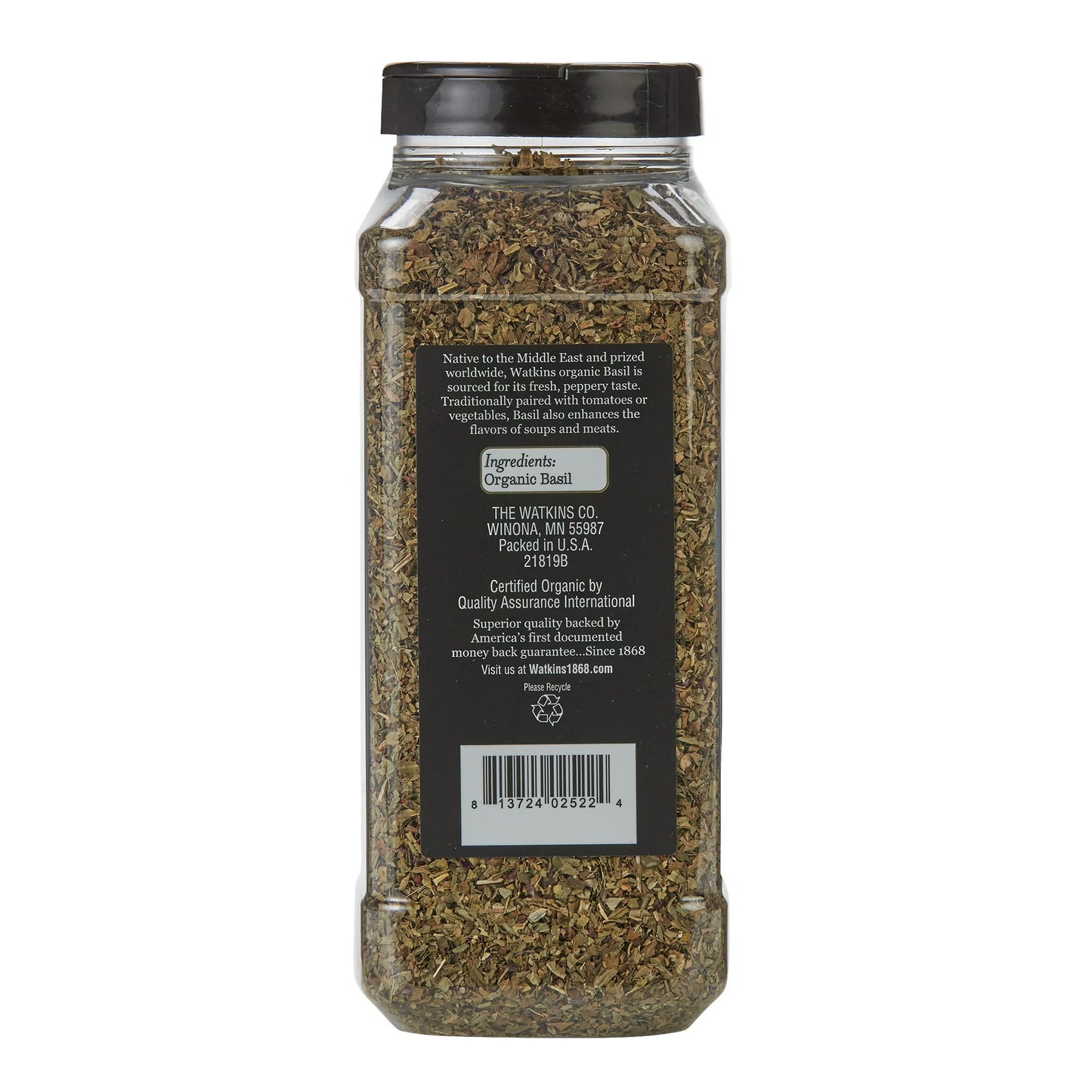 Watkins Gourmet Organic Spice Jar, Basil Leaves, 4.9 oz