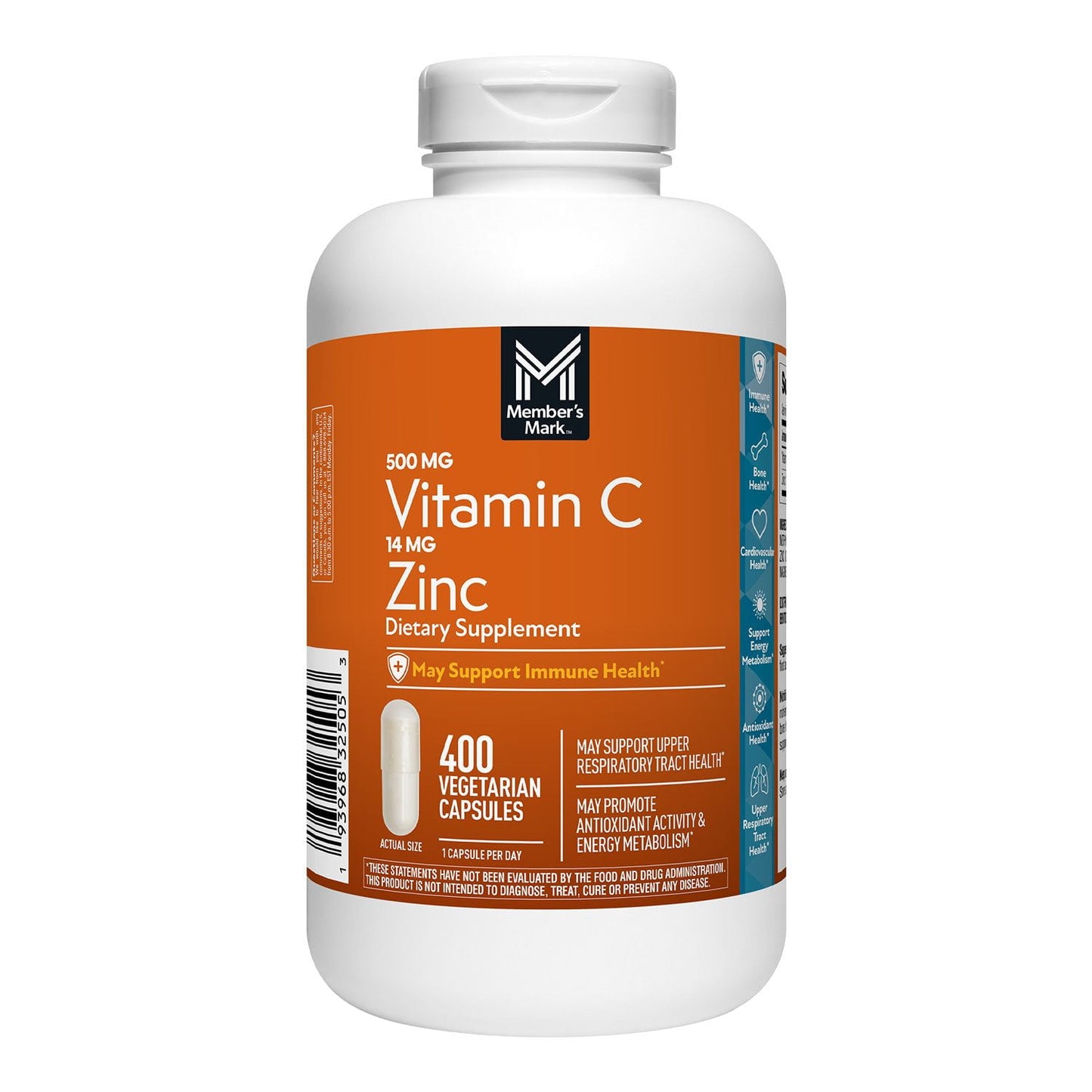 Member's Mark Vitamin C with Zinc Capsules, 400 ct.