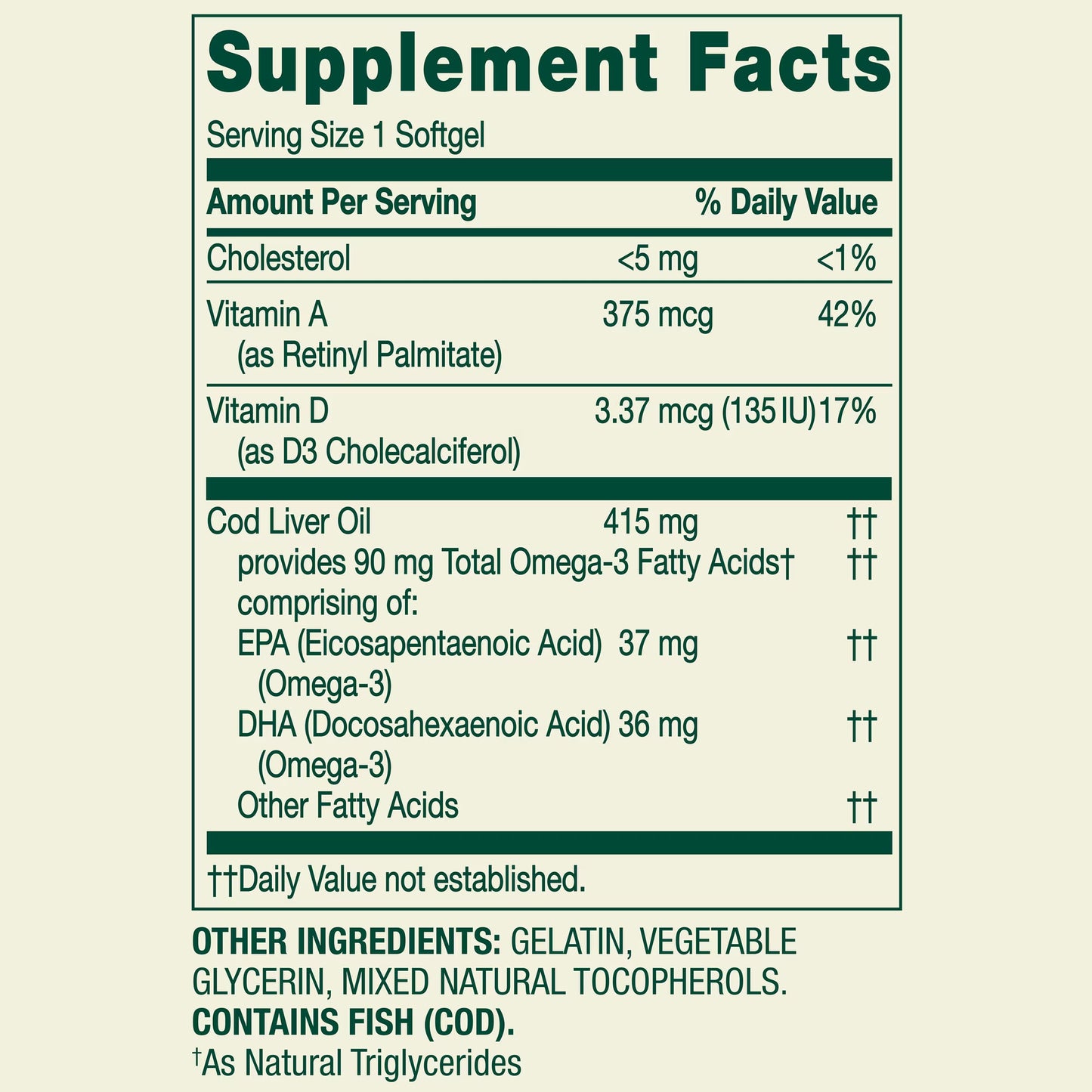 (2 pack) Spring Valley Cod Liver Oil Plus Vitamins A & D3 Dietary Supplement, 100 Count